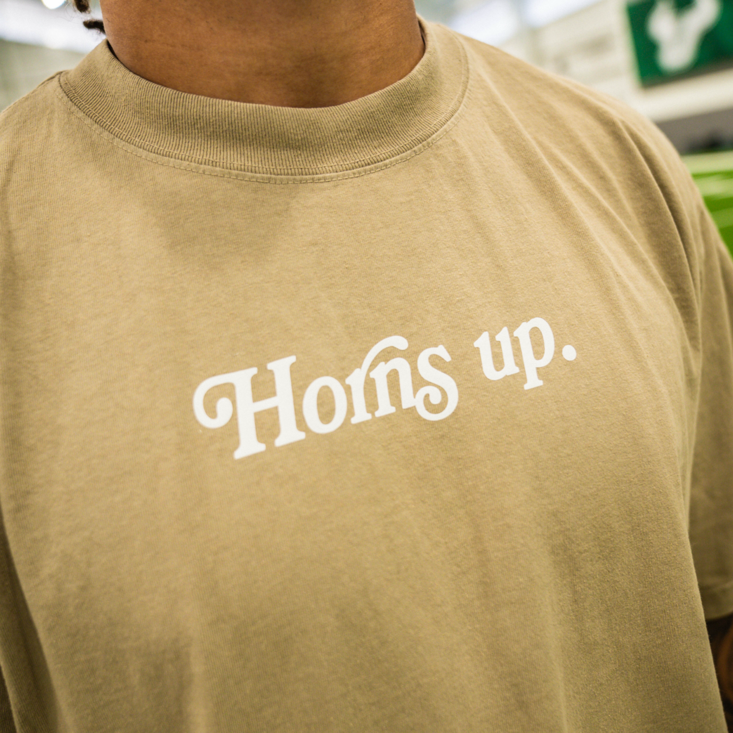 “Horns up.” Oversized Tee (Peanut)