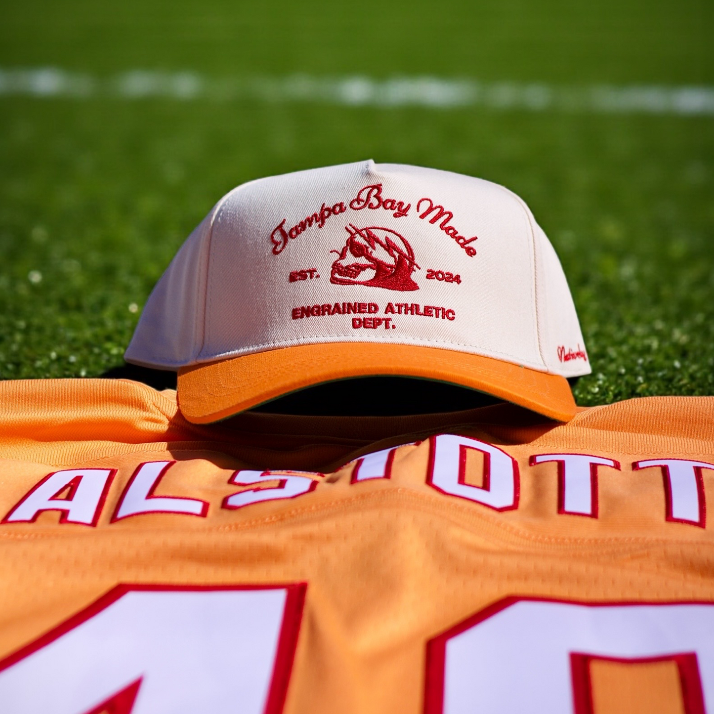 Tampa Bay Made Classic Snapback (Cream/Orange/Red)