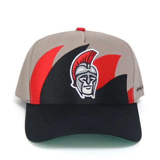 SPARTY Mascot Head Vintage Wave Snapback (Gray/Black/Red)
