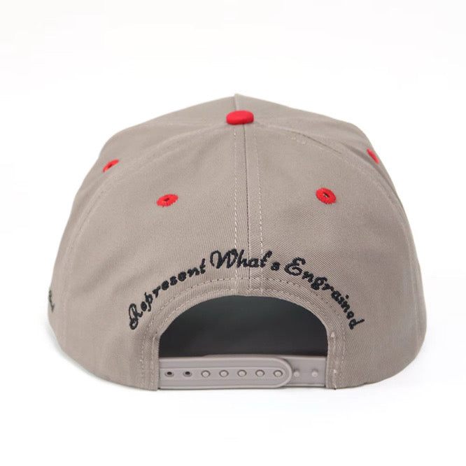 SPARTY Mascot Head Vintage Wave Snapback (Gray/Black/Red)