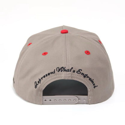 SPARTY Mascot Head Vintage Wave Snapback (Gray/Black/Red)
