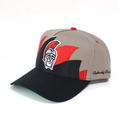 SPARTY Mascot Head Vintage Wave Snapback (Gray/Black/Red)