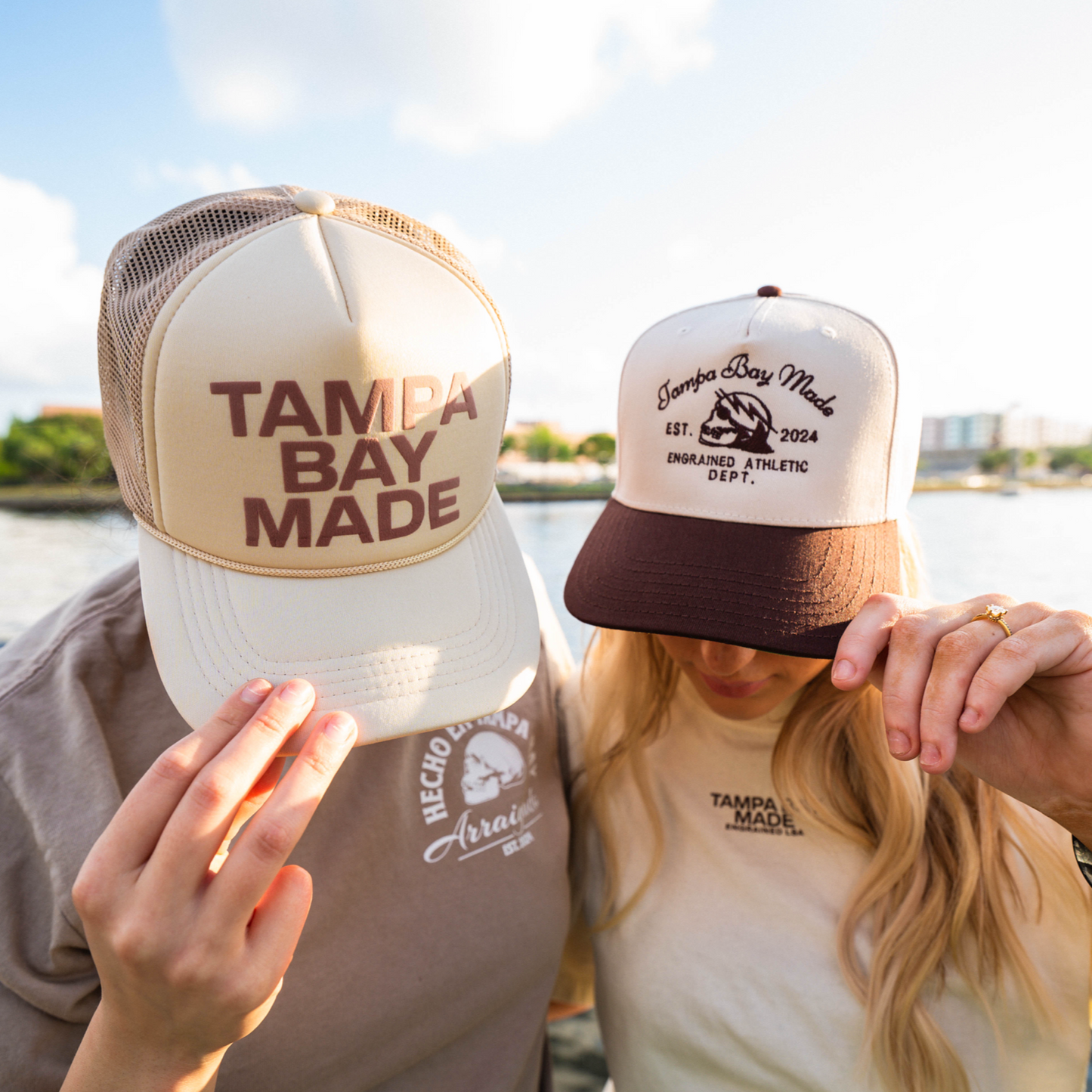 TBM Puff Print Foam Trucker (Cream/Brown)